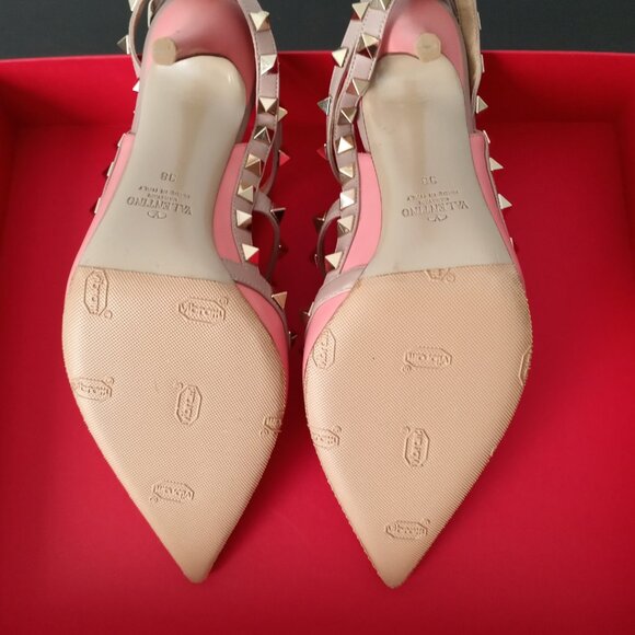 VALENTINO GARAVANI ROCKSTUD MATTE PINK NUDE W/BOX CAGE PUMPS EUR 38 US 7.5 - Picture 7 of 12
